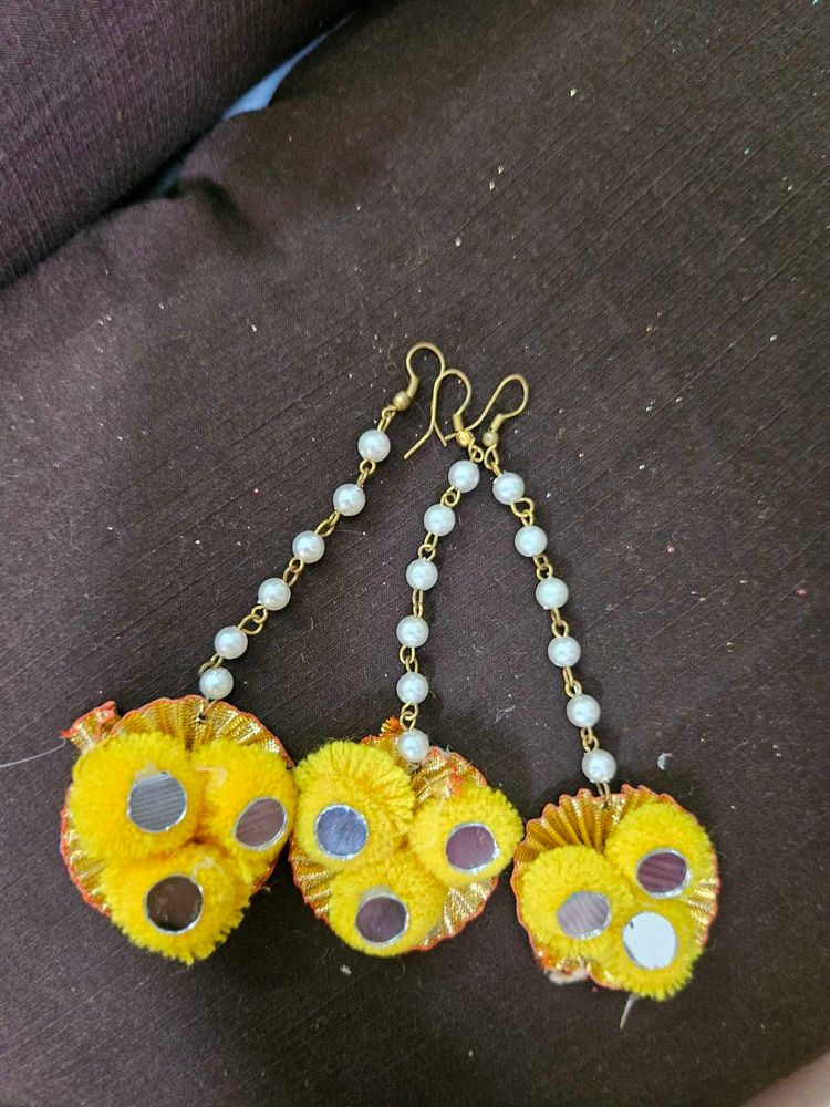 Yellow Mirror mangtika set of 3