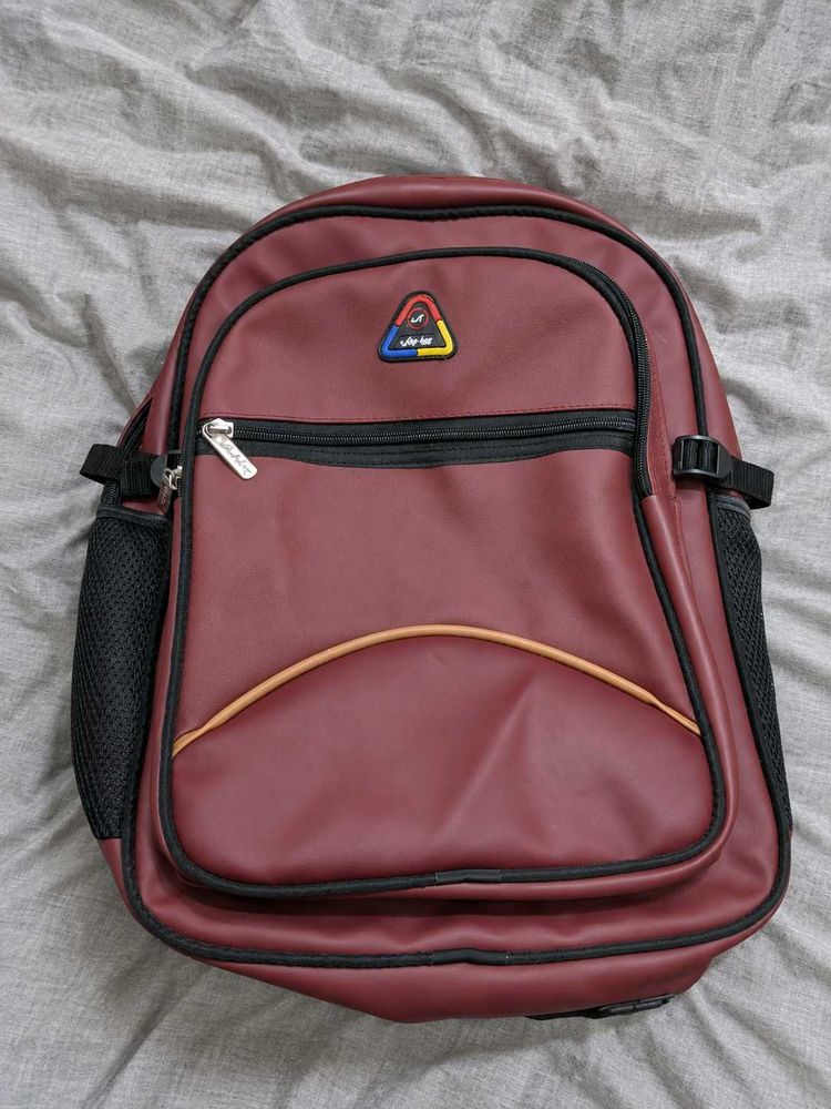 Ana Bags Burgundy PU Leather Backpack