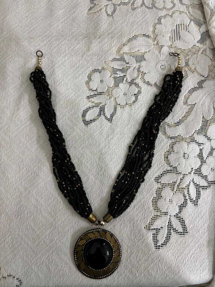 Elegant Beaded Black Necklace