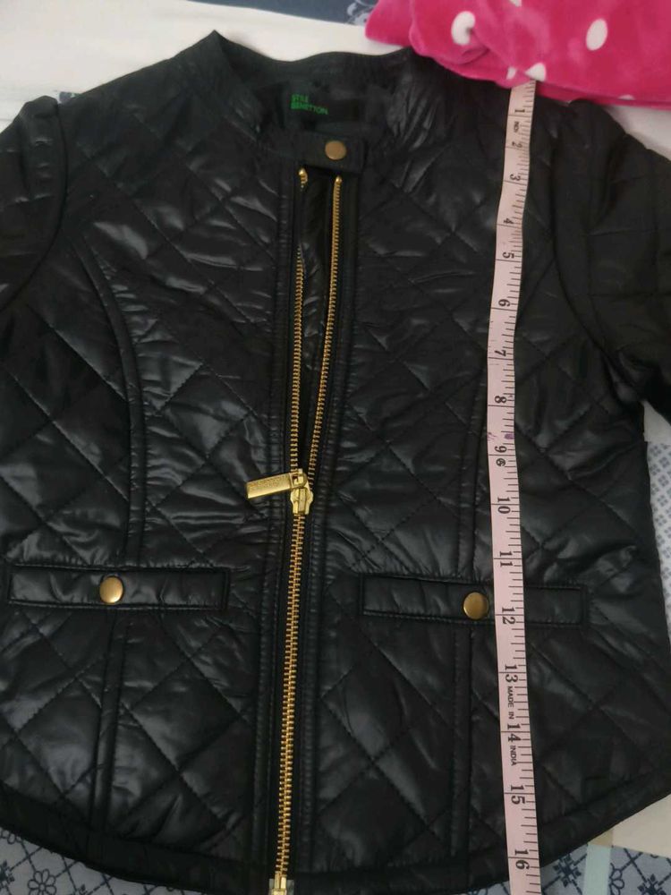 Price Drop...Black Leather Look Jacket For Girls