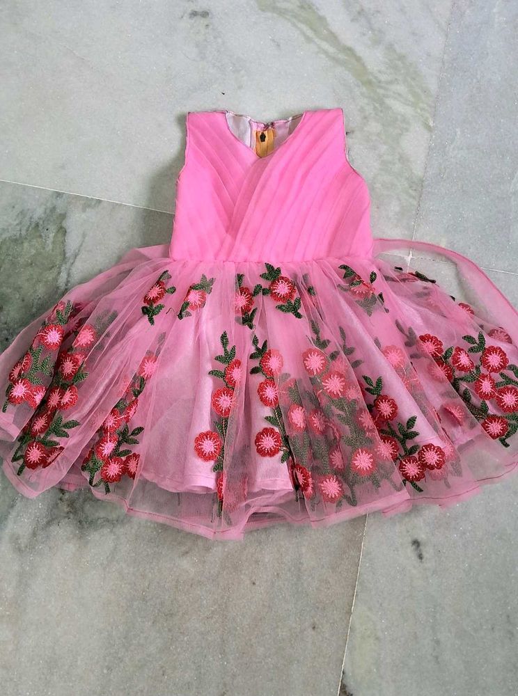 Cute Pink Floral Baby Dress
