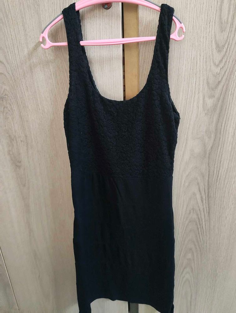 Black Textured Mini Dress