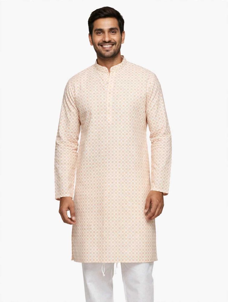 Men's Peach Kurta