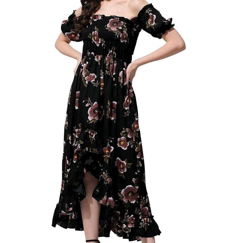 Floral Off-Shoulder Ruffle Maxi Dress