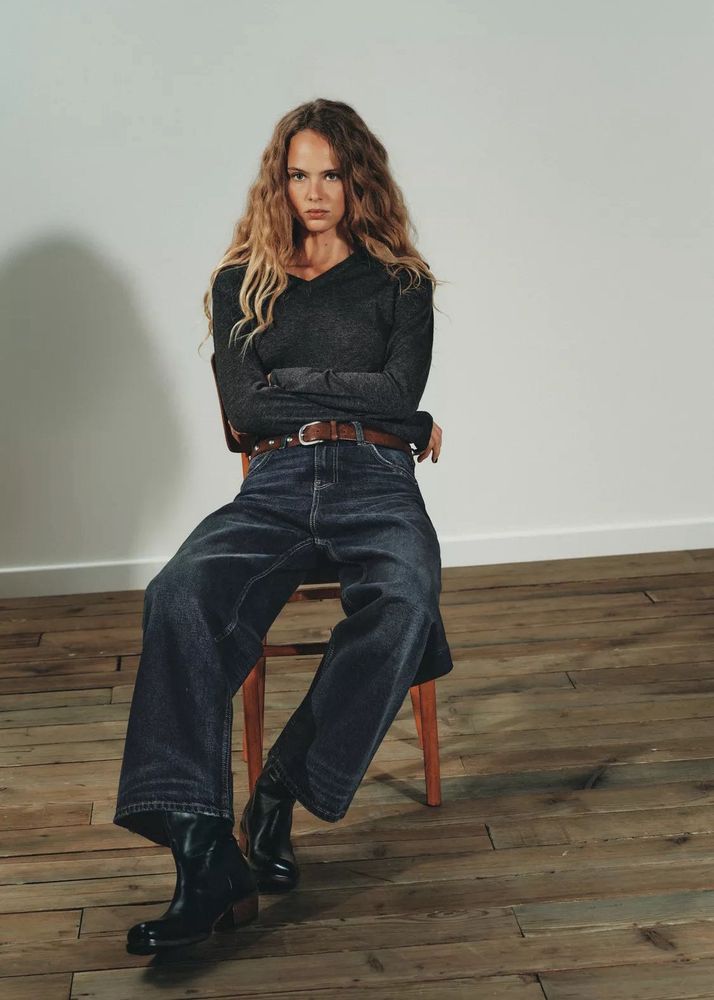 Zara Dark Wash Wide Leg Jeans