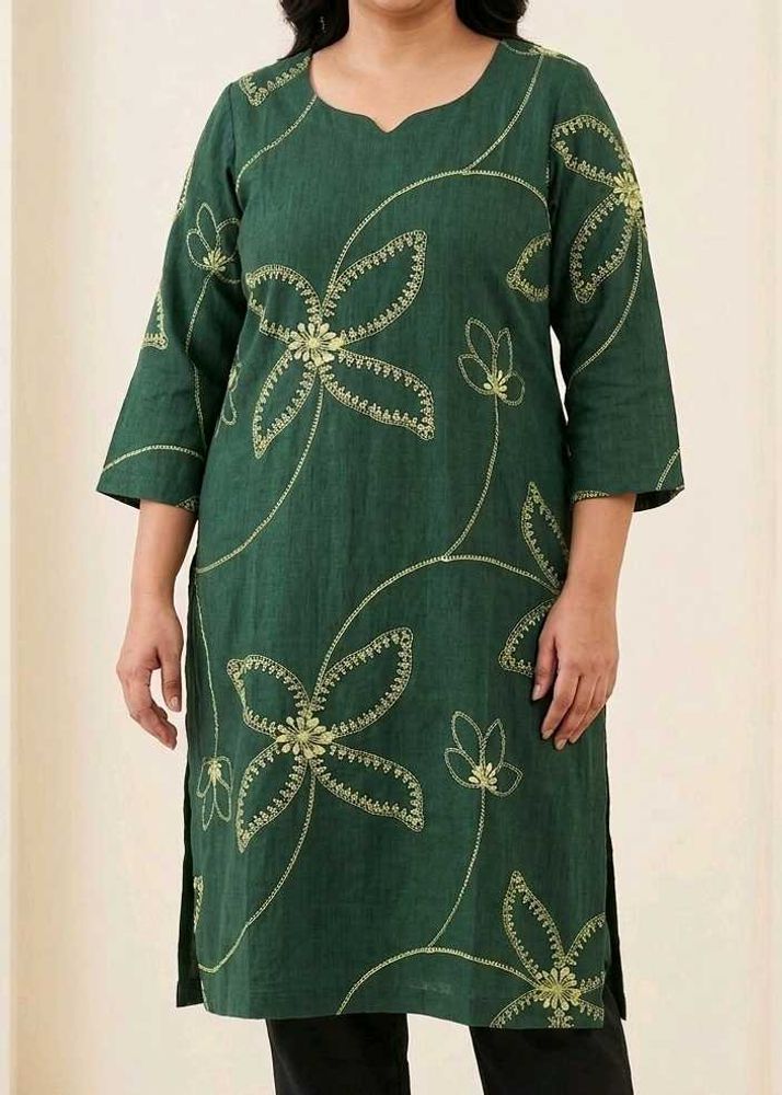 Beautiful Dark Green Embroidered Kurta