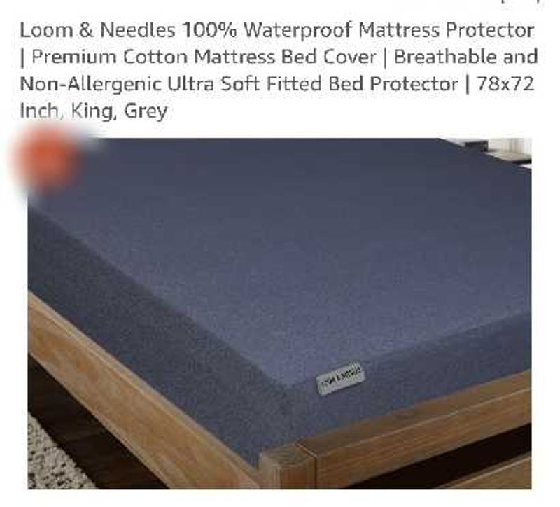 Grey Fitted Mattress Protector King Size Cotton