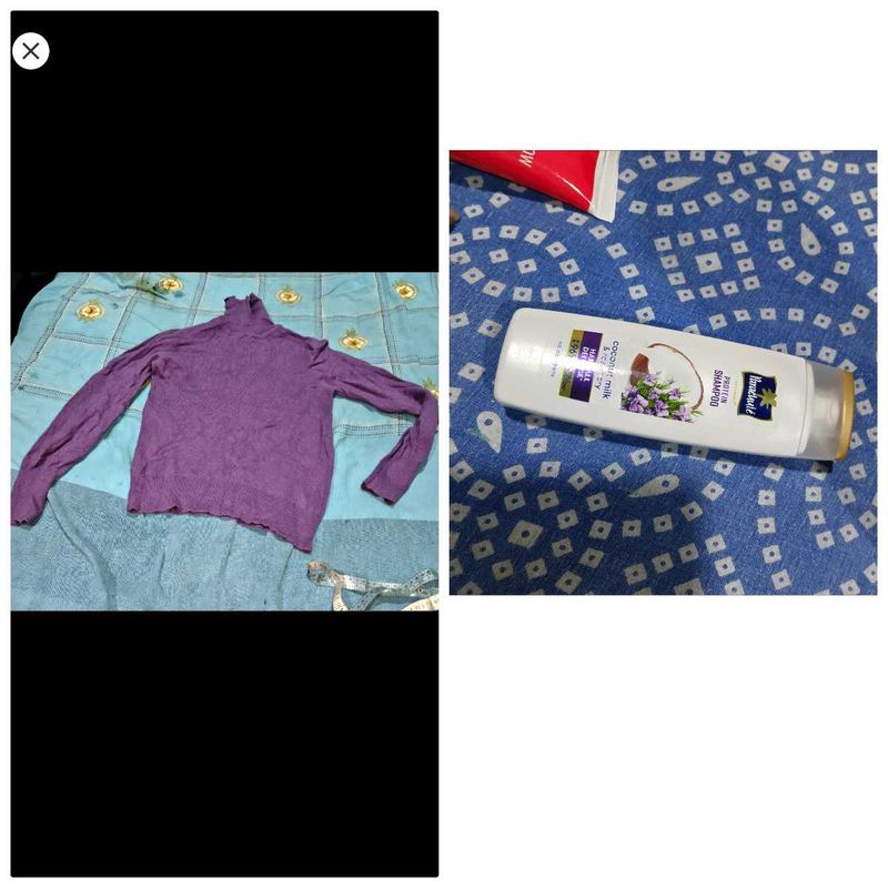 Purple Turtleneck Sweater and new shampoo free