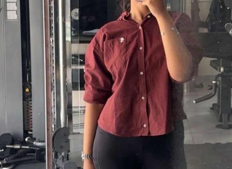 Burgundy Long Sleeve Button-Down Shirt