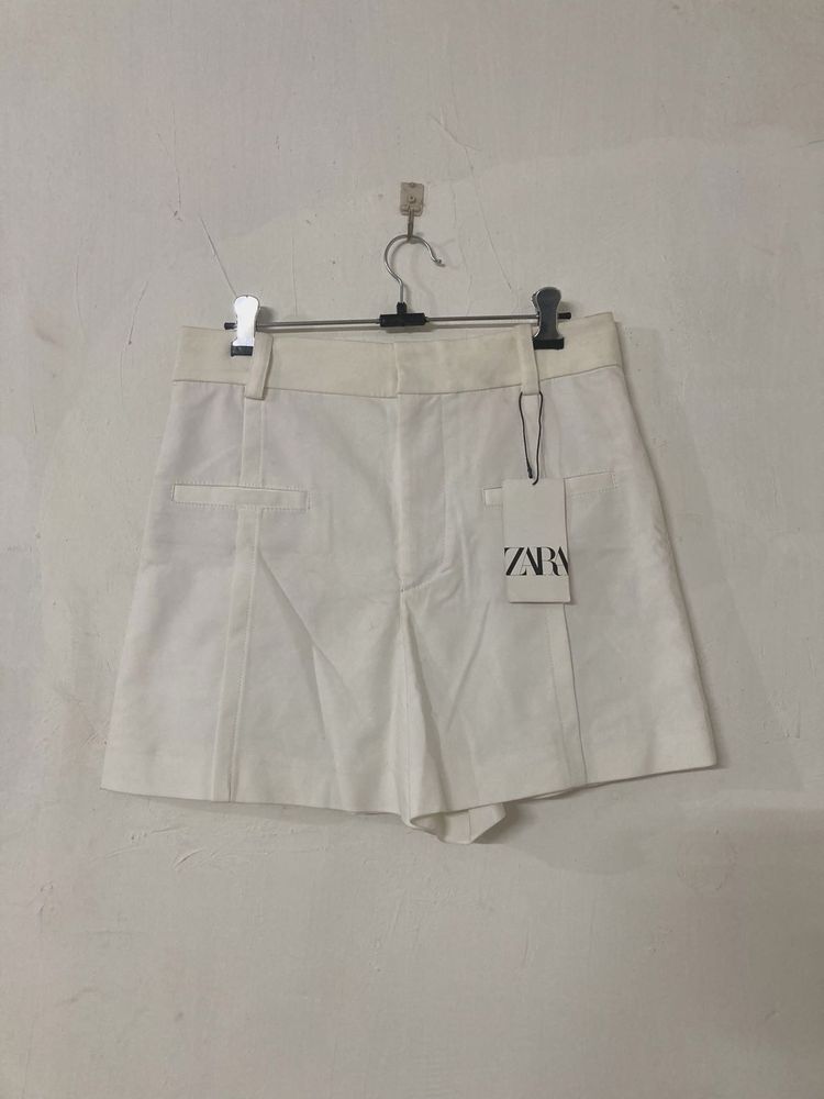 Zara White High Waisted Shorts