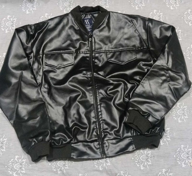 Shiny Black Bomber Jacket