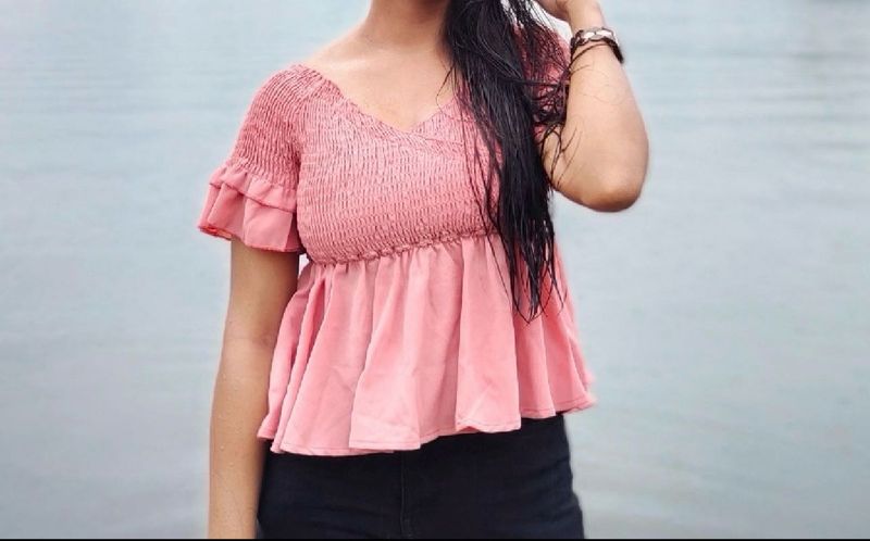 Smocked Peplum Top