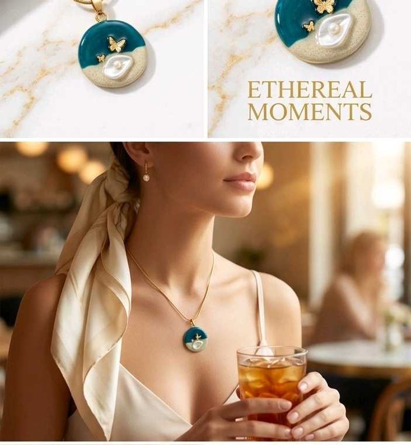 Ocean Inspired Butterfly Pendant Necklace