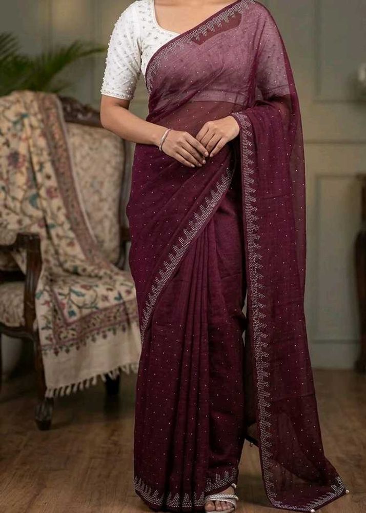 Elegant Burgundy Saree