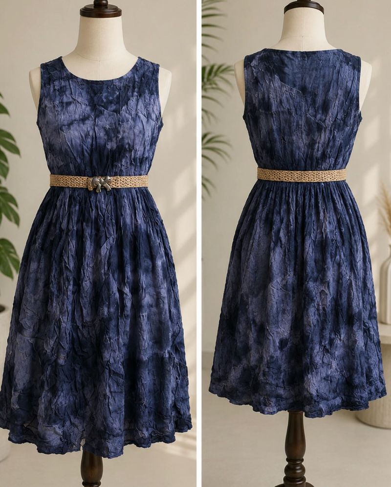 Sleeveless Fit &amp; Flare Dress with Belt