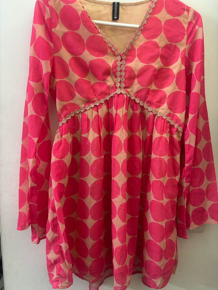 SASSAFRAS Pink Polka Dot dress