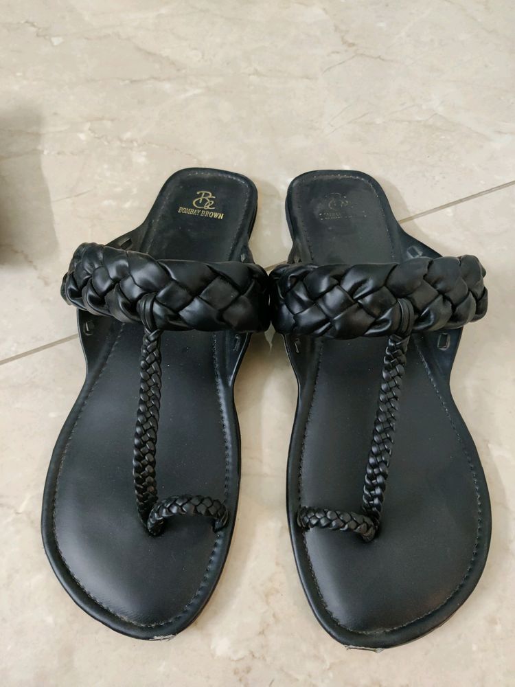 Black Sandal Flats