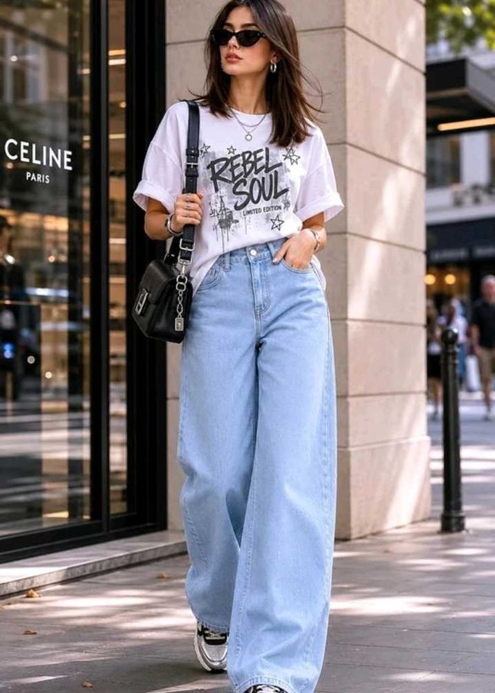 Light Wash Wide Leg Jeans
