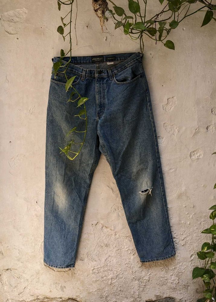Distressed Blue Denim Jeans