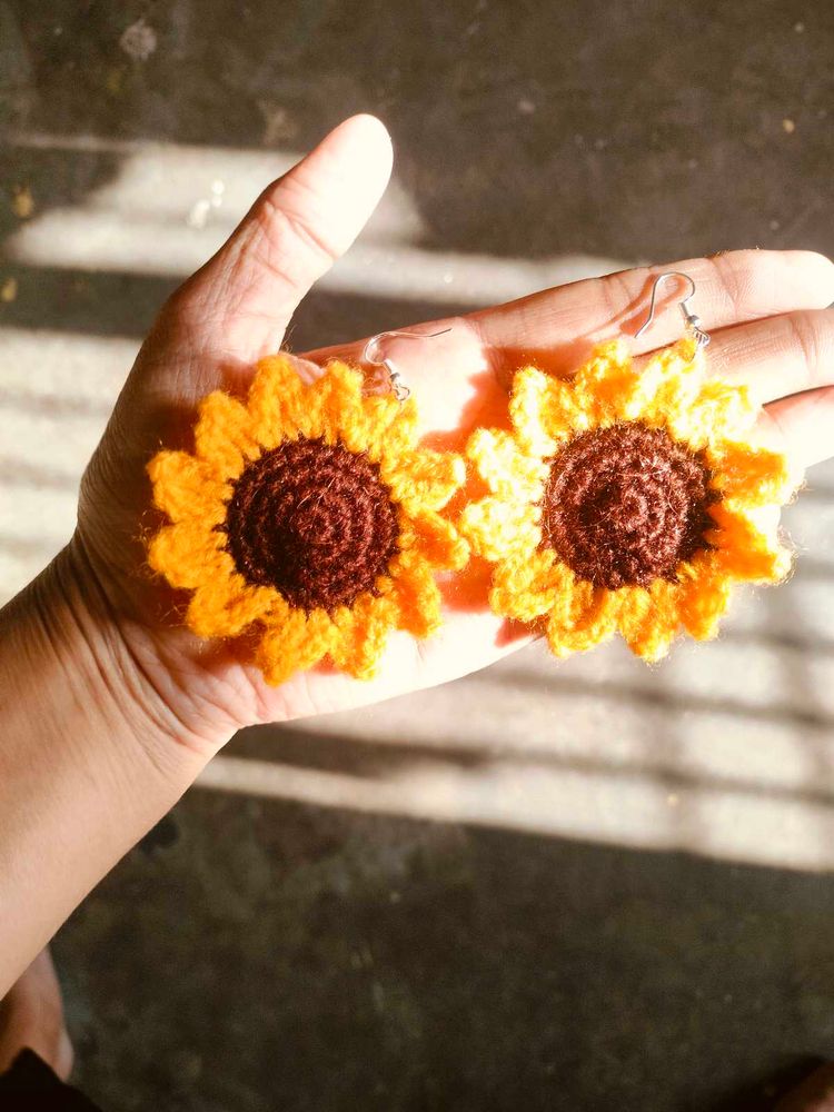 Sunflower Crochet Earrings