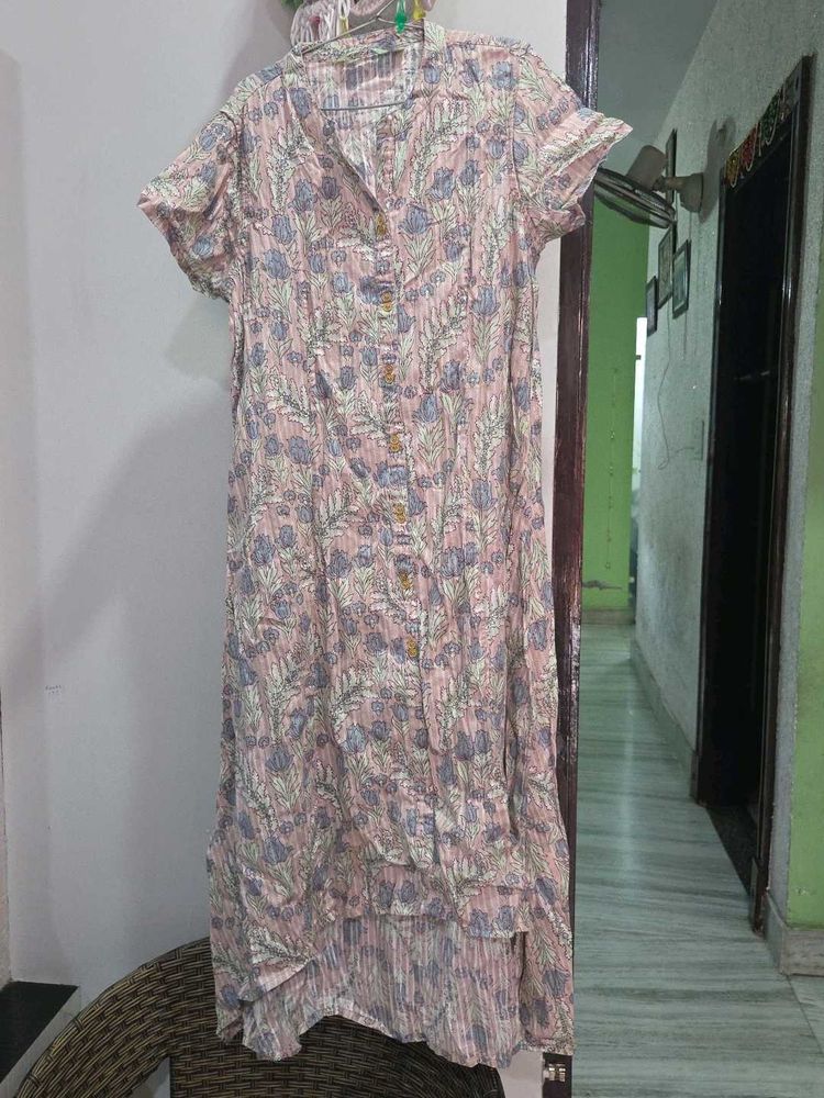 Pink Floral Print Maxi Dress
