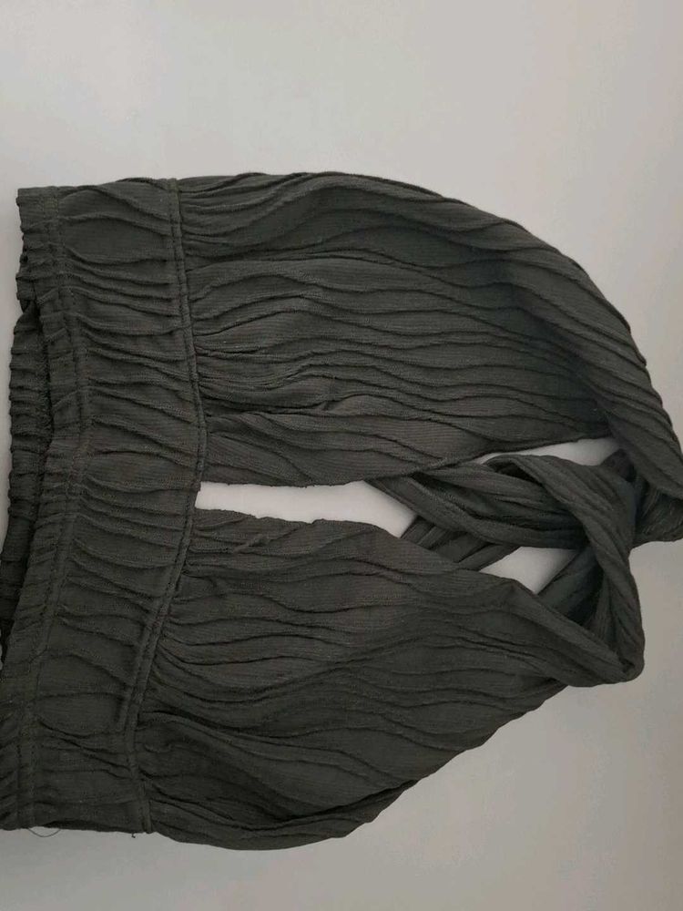 Textured Deep Neck, Backless Top