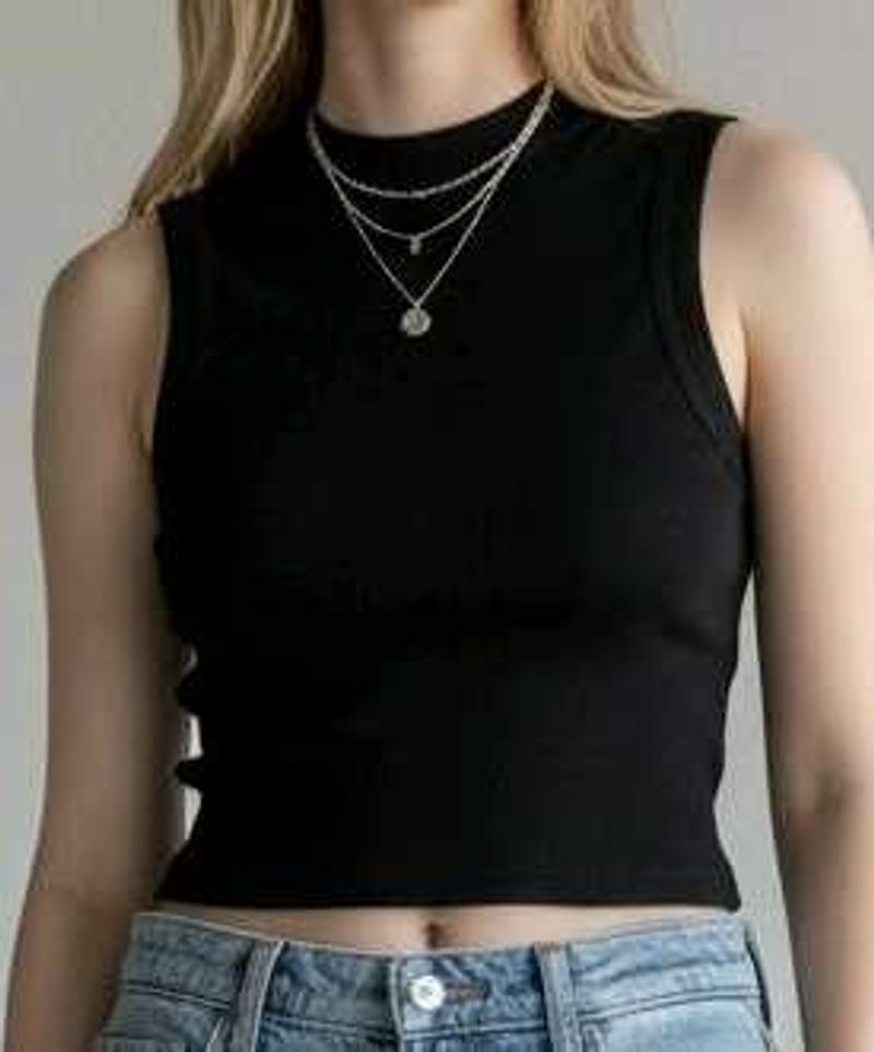 Sleek Black Ribbed Sleeveless Top