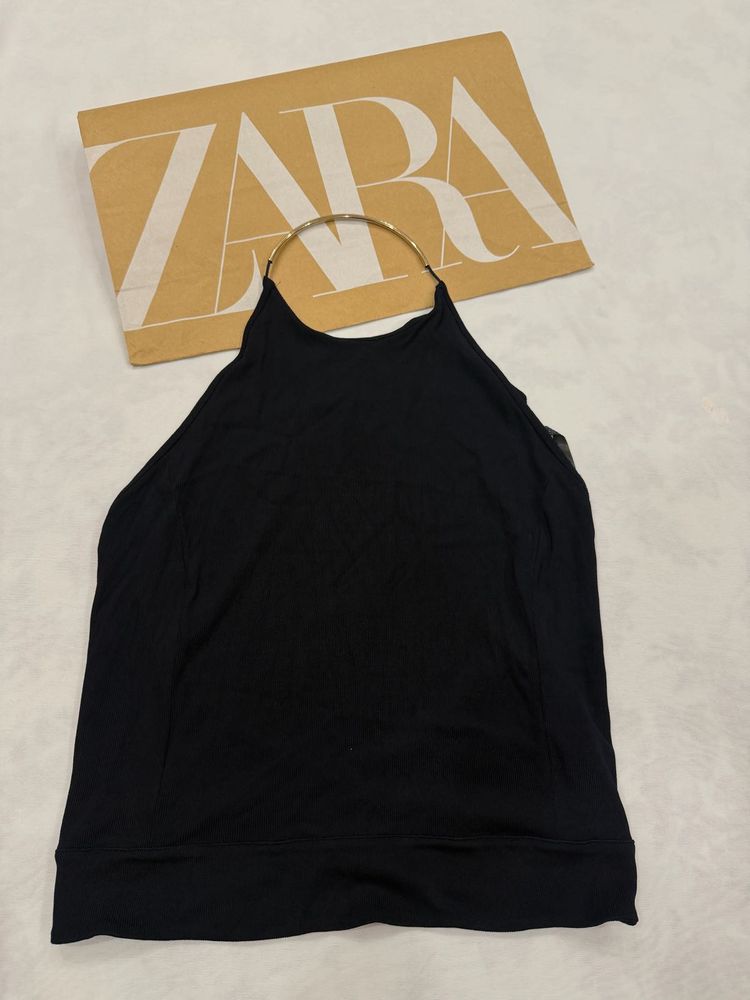 backless zara  golden ring neck top