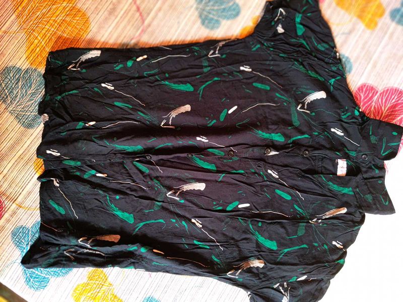 Black Abstract Print Shirt