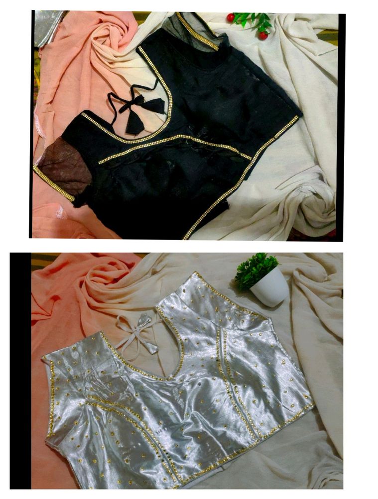 Combo Of 2 Women's Blouse ( Black/Silver)