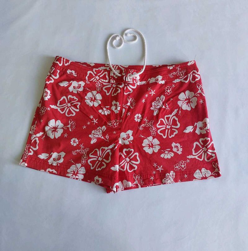 Red Floral Summer Shorts 🌺