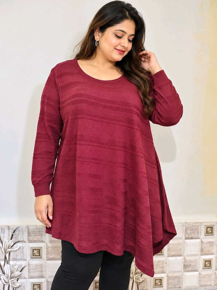 Maroon Textured Tunic Top XL