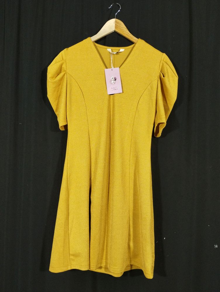 Saaki Yellow Round Neck Dress (Women)