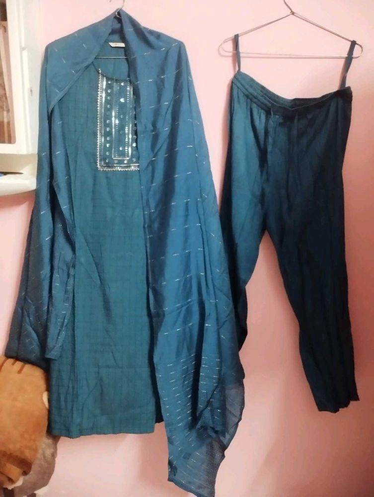 Teal Kurta Set with Dupatta
