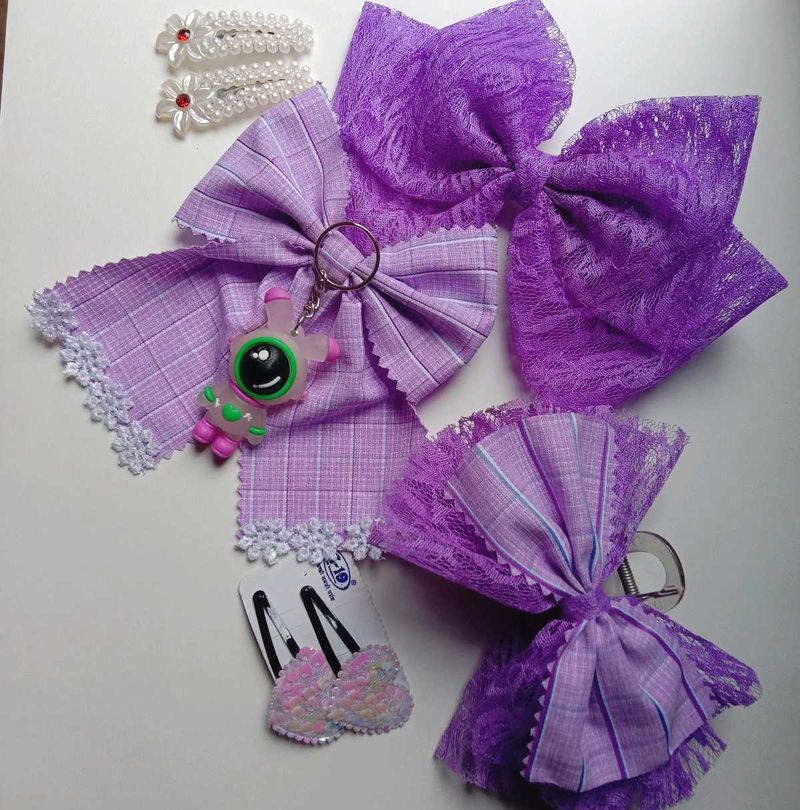 Purple💜 Hairbow Clips Set