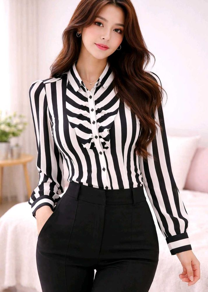 Lowest Prices_Chic Vertical Stripe Blouse &amp; Pants