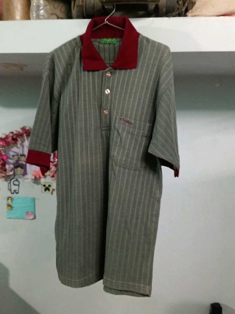 Men's Striped Collared Shirt