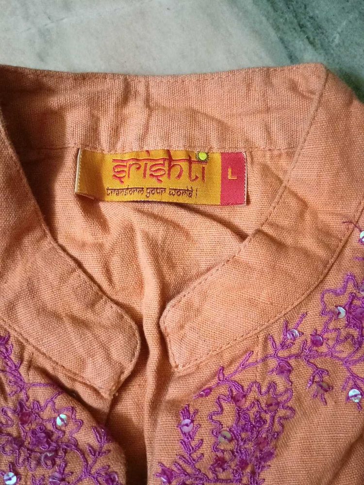 Embellished Orange Kurta - Shrishti