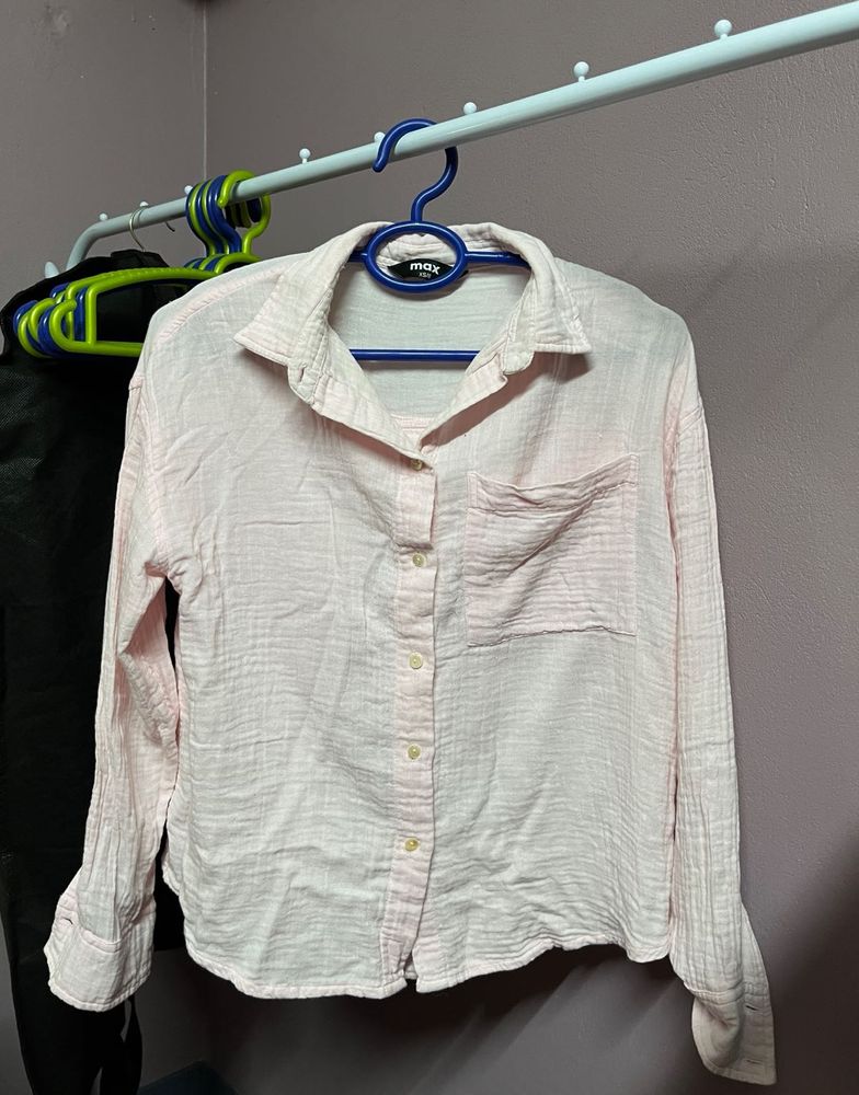 Light Pink Textured Button-Up Shirt
