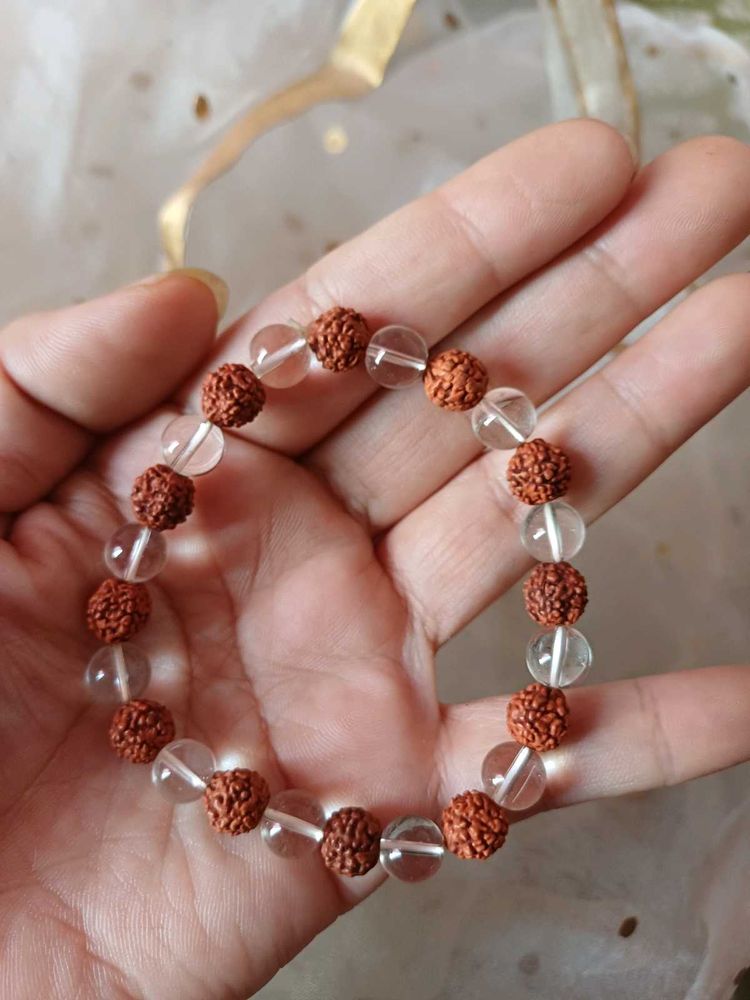Rudraksha &amp; clear quartz Crystal Bracelet