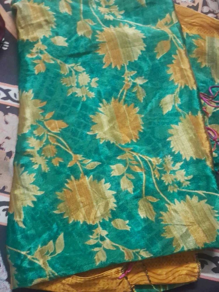 Beautiful Teal dupatta Golden Floral Print