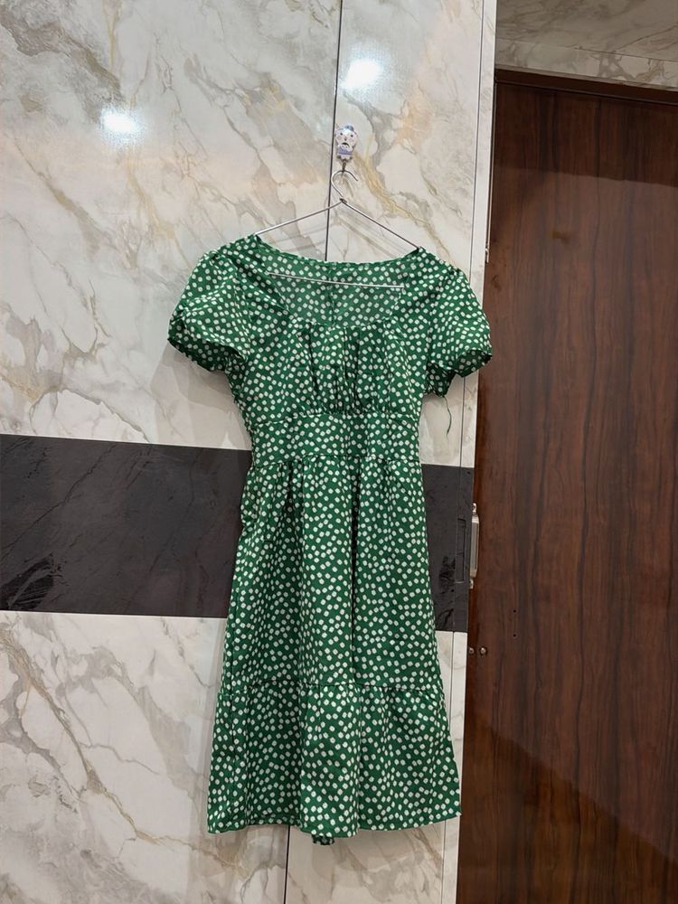green floral dress