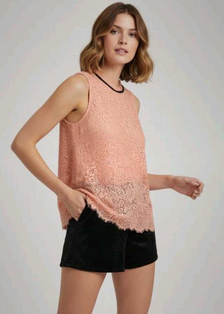 Peach Lace Tank Top
