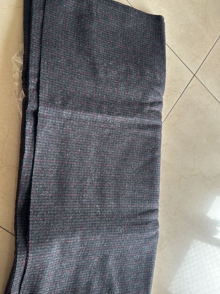 Gray Plaid Wool Fabric