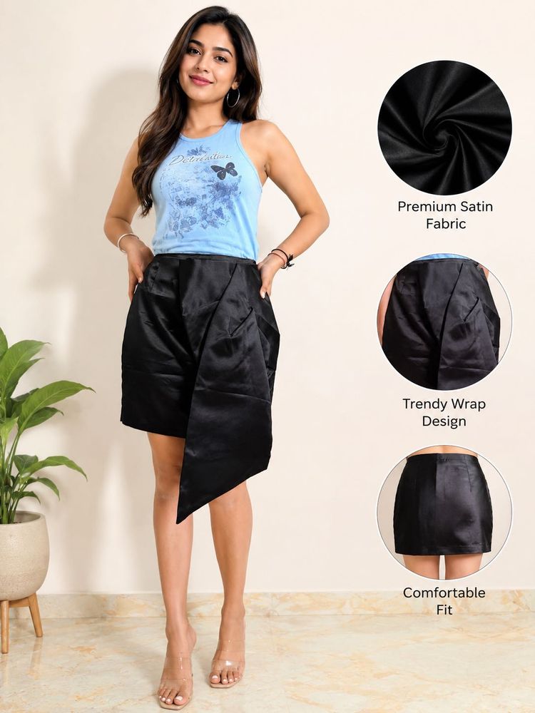 Black satin skirt