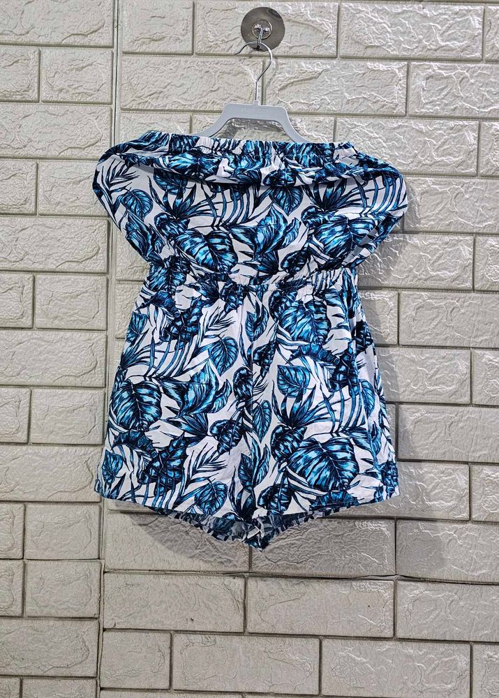 H&amp;M Off-Shoulder Tropical Print Romper