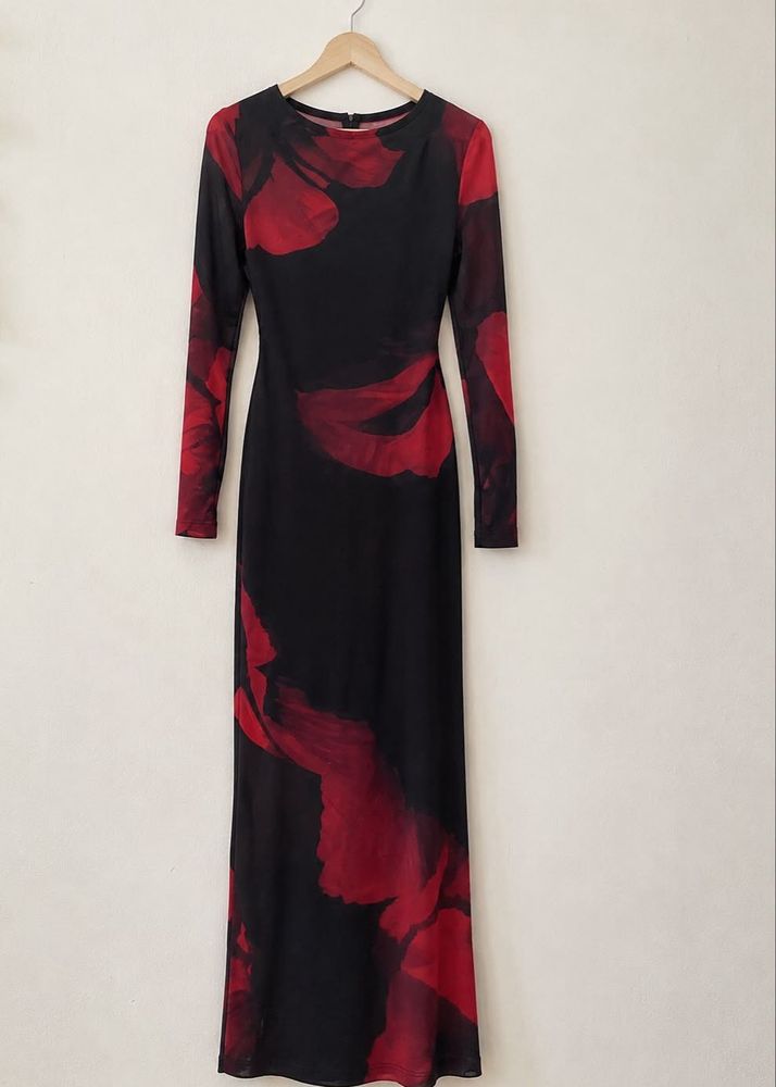 Long Sleeve Floral Print Maxi Dress
