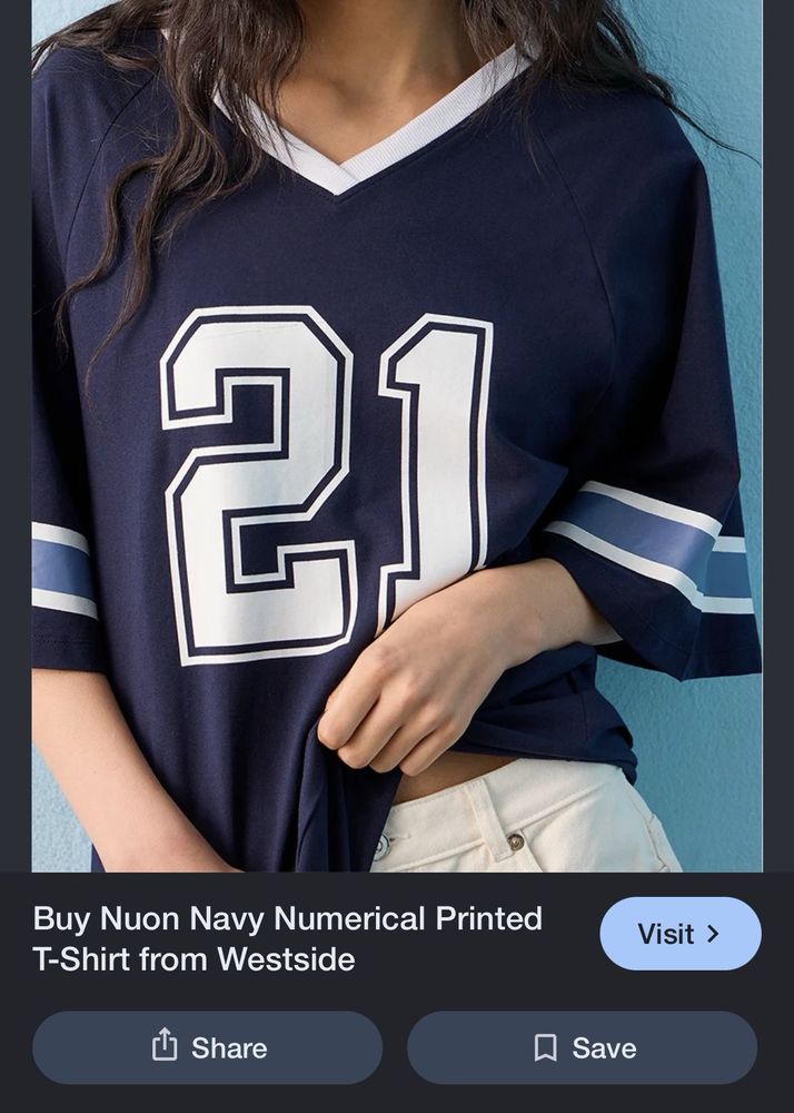 Navy Numerical Print T-Shirt