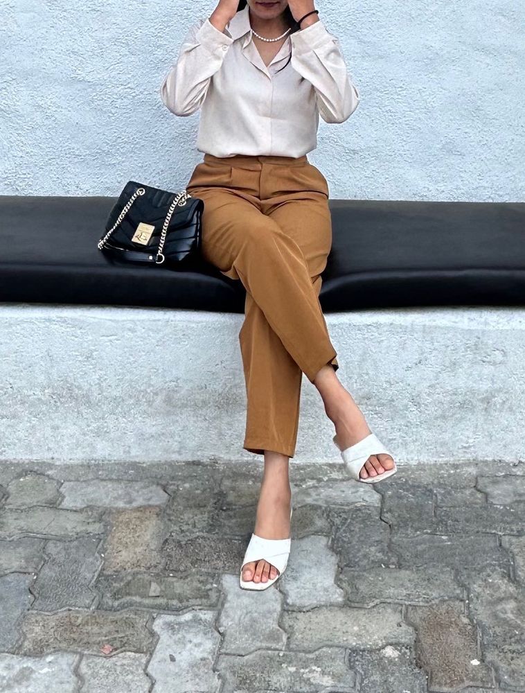 Satin Classic Collared Button-Up Shirt