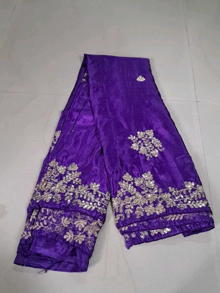 Stunning Purple Embroidered Saree